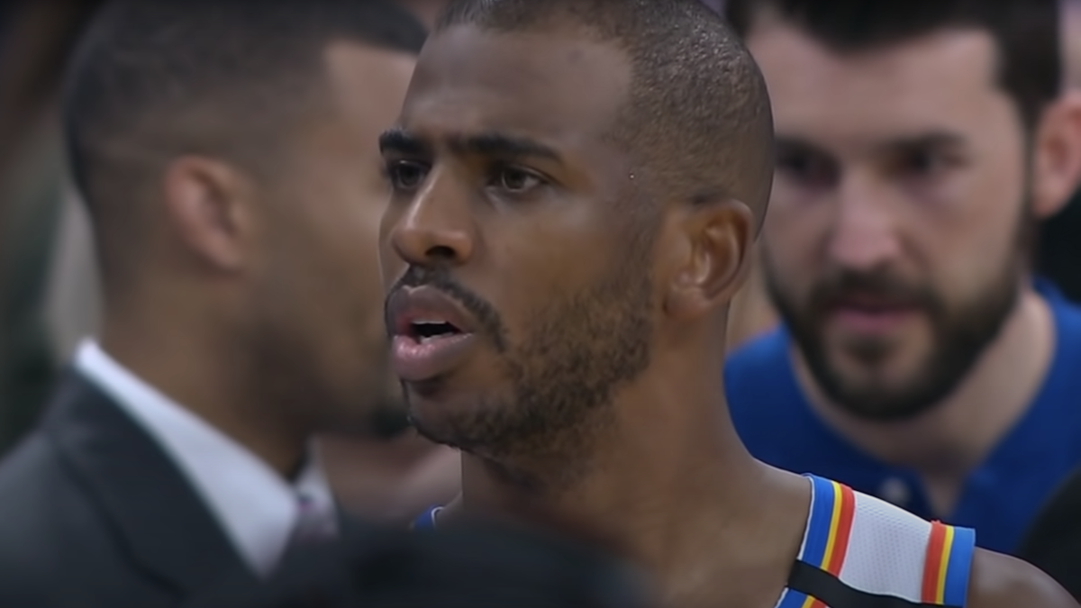 Chris Paul, the point guard for the Oklahoma City Thunder, at the first game to be stopped on March 11, 2020 against the Utah Jazz
