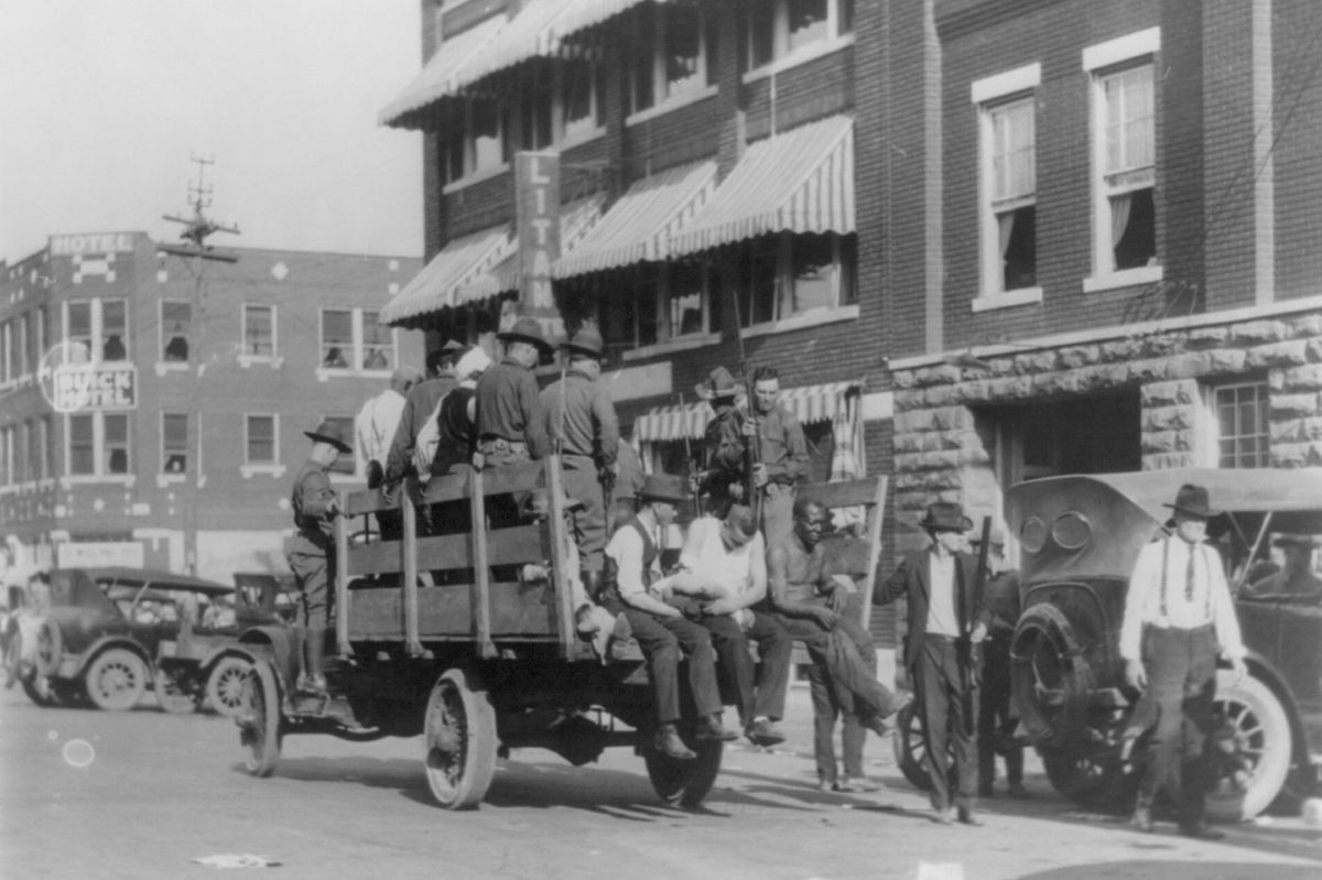 African Americans taken to the Brady Theater during the 1921 Tulsa Race Riots